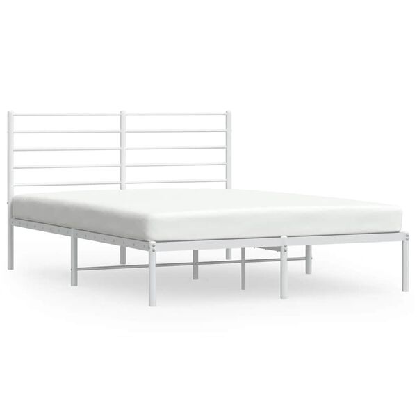 vidaXL Bedframe met hoofdbord metaal wit 150x200 cm