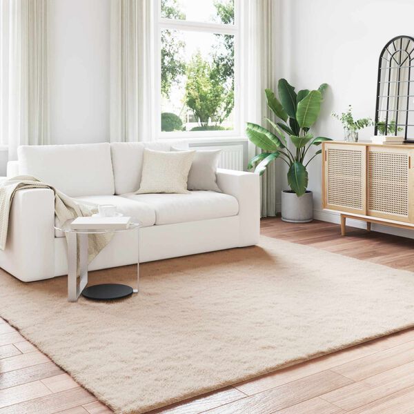 vidaXL Nep Konijnenbont Tapijt Olite Taupe 240 x 240 cm Polyester