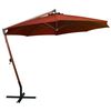 vidaXL Zweefparasol met paal 3,5x2,9 m massief vurenhout terracotta