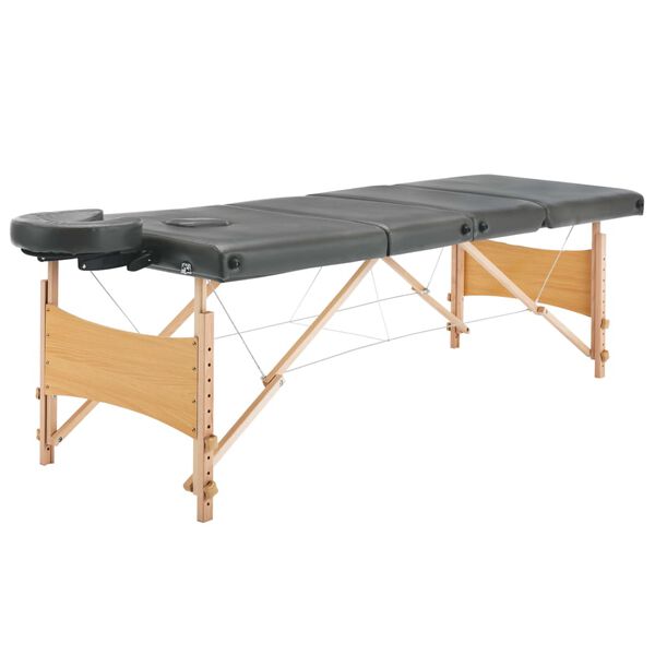 vidaXL Massagetafel met 4 zones 186x68 cm houten frame antraciet
