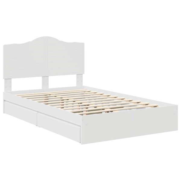 vidaXL Opslag bed met hoofdeinde Wit 135 x 190 cm Bewerkt hout
