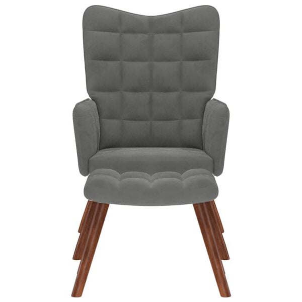 vidaXL Relaxstoel met kruk donkergrijs fluweel
