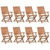 vidaXL Opklapbare stoelen, 8 stuks, 57x66x95 cm, massief acaciahout.