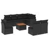 vidaXL 9-delige Loungeset met kussens poly rattan zwart