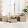 vidaXL Tuinbankenset met kussen 7 pcs Beige poly rattan