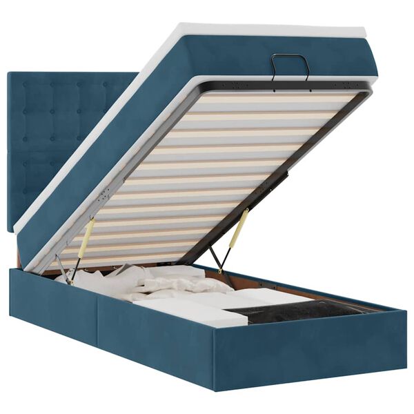vidaXL Ottoman bed met matrassen en LED's 100x200cm fluweel