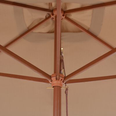 vidaXL Parasol met houten paal 200x300 cm taupe