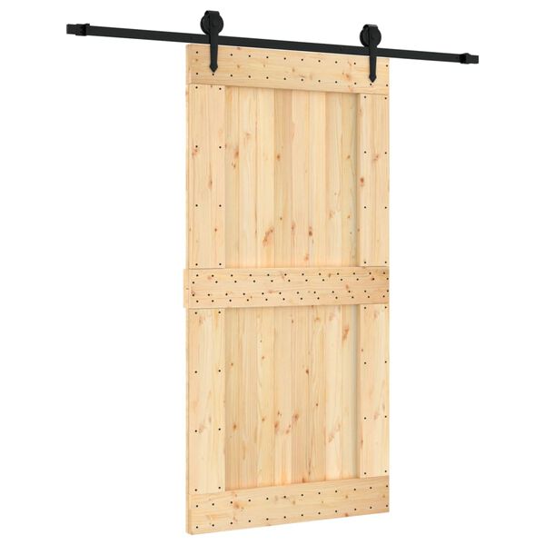 vidaXL Schuifdeur met beslag 100x210 cm massief grenenhout