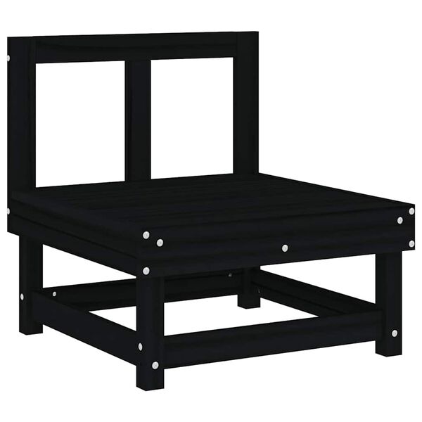vidaXL Middenbank met kussens massief grenenhout zwart