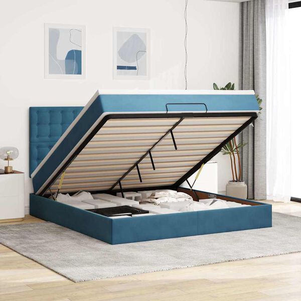 vidaXL Ottoman bed met matrassen en LED's 160x200cm fluweel