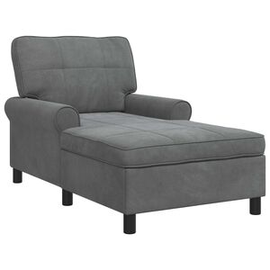 vidaXL Chaise Lounge met kussen Donkergrijs 91 x 157 x 91 cm Fluweel
