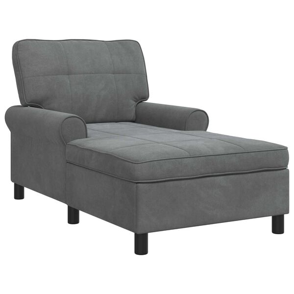 vidaXL Chaise Lounge met kussen Donkergrijs 91 x 157 x 91 cm Fluweel