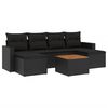 vidaXL 7-delige Loungeset met kussens poly rattan zwart
