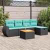 vidaXL 6-delige Loungeset met kussens poly rattan zwart