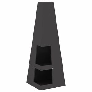 vidaXL Vuurkom Zwart 35 x 35 x 100 cm weervast staal