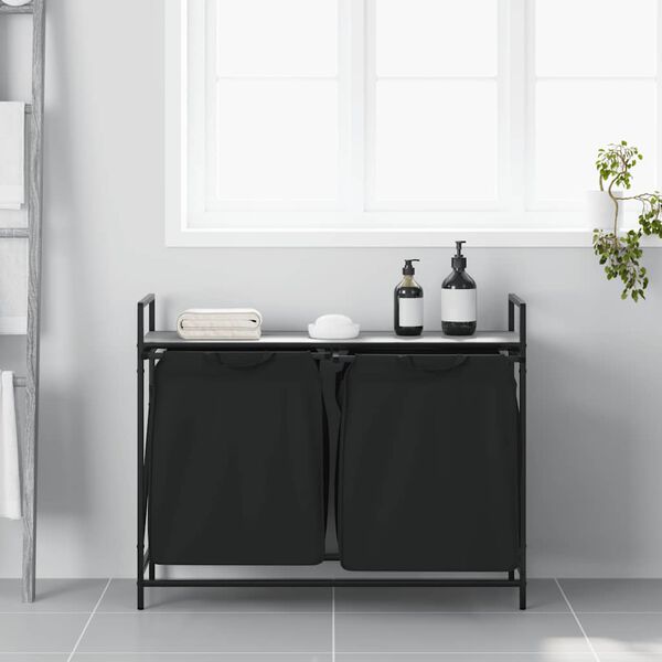 vidaXL Wasmand 2 vakken met plank grijs sonoma eiken