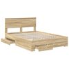 vidaXL Bedframe met hoofdeinde Sonoma Eiken 150 x 200 cm Bewerkt hout