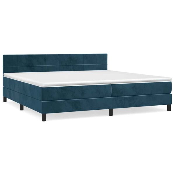 vidaXL Boxspring met matras fluweel donkerblauw 200x200 cm