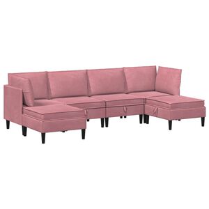 vidaXL Woonkamer Meubelset 6 st Roze Fluweel