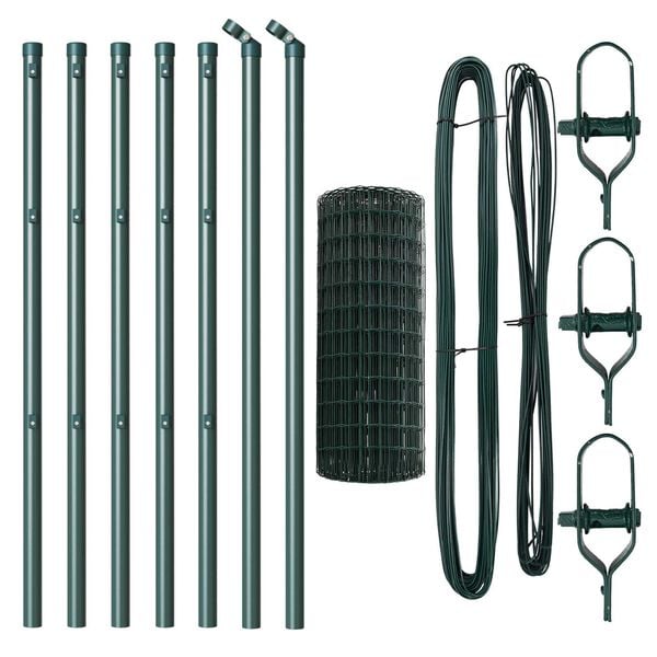 vidaXL Hek met Paal Groen 0,8 x 10 m Staal en PVC