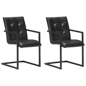 vidaXL Eetkamerstoelen 2 st echt leer zwart