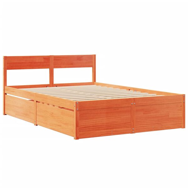 vidaXL Bedframe zonder matras massief grenenhout wasbruin 120x200 cm