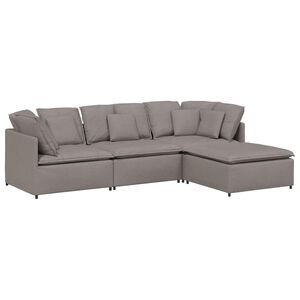 vidaXL Modulaire bank met voetenbank en kussens stof taupe