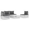 vidaXL 5-delige Loungeset met kussens staal wit