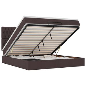vidaXL Ottoman bed met matras 160x200cm stof donkerbruin