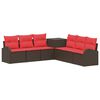 vidaXL Bankstel 7 st Bruin en Rood Poly Rattan en Staal
