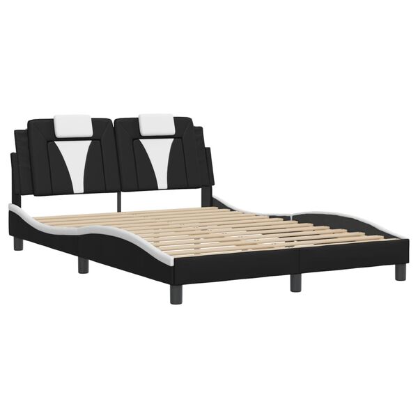 vidaXL Bedframe "Viana" zonder matras kunstleer zwart en wit 140x190 cm