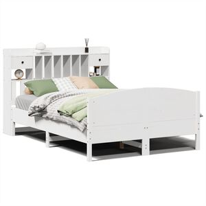 vidaXL Bed met boekenkast zonder matras grenenhout wit 140x200 cm