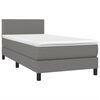 vidaXL Boxspring met matras en LED stof donkergrijs 100x200 cm