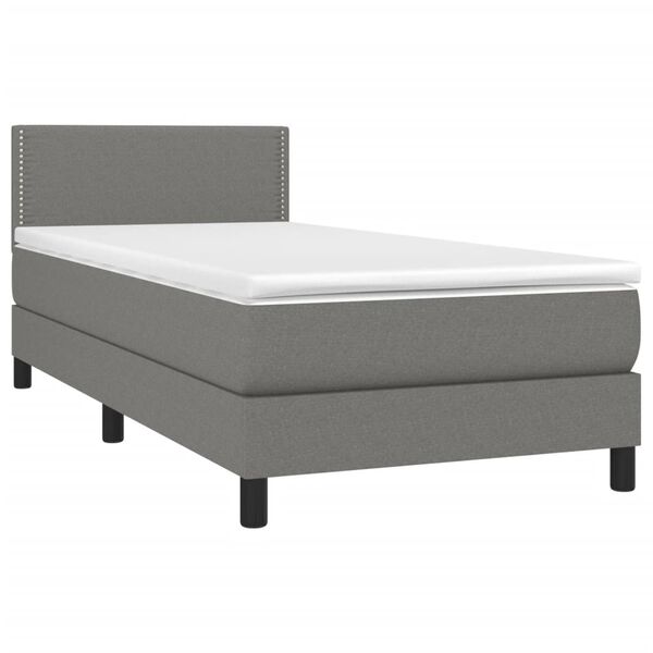 vidaXL Boxspring met matras en LED stof donkergrijs 100x200 cm