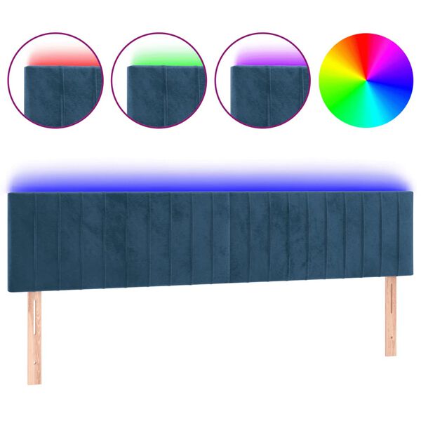 vidaXL Hoofdbord LED 180x5x78/88 cm fluweel donkerblauw