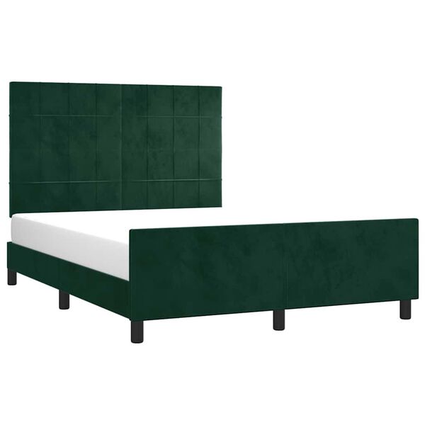 vidaXL Bedframe zonder matras 140x190 cm fluweel donkergroen