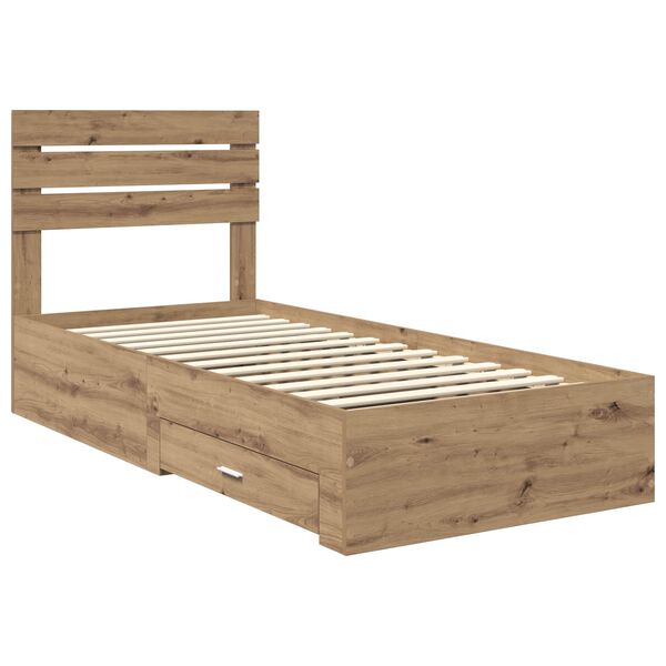 vidaXL Bedframe met lade met hoofdeinde met opslag Bewerkt hout