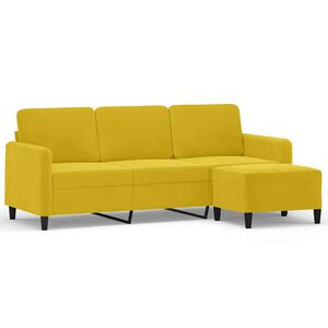 vidaXL Driezitsbank met voetenbank 180 cm fluweel geel