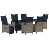 vidaXL Tafel en stoelen set met kussen 7 pcs Grijs PE Rattan