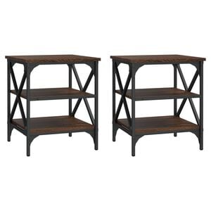 vidaXL Bijzettafels 2 st 40x42x50 cm bewerkt hout bruin eikenkleur