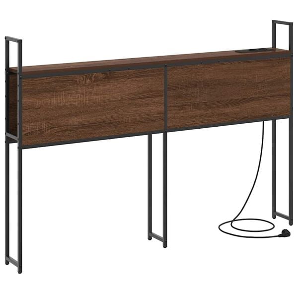 vidaXL Opberghoofdbord met Oplaadstation bruin eikenkleur Bewerkt hout