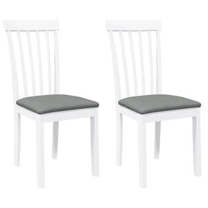 vidaXL Eetkamerstoelen met kussens 2 st massief hout rubber wit