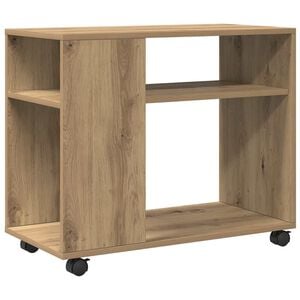 vidaXL Bijzettafel met wieltjes 70x35x60 cm hout artisanaal eikenkleur