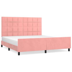 vidaXL Bedframe met hoofdeinde fluweel roze 160x200 cm
