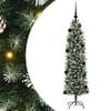 vidaXL Kunstmatige slanke kerstboom Groen en Wit 150 cm