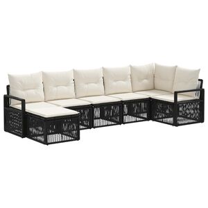 vidaXL Tuinbankenset 7 st Zwart poly rattan