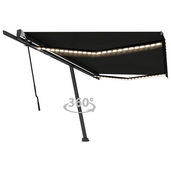 vidaXL Luifel handmatig uittrekbaar met LED 500x350 cm antracietkleur