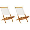 vidaXL Tuinstoelen 2 st inklapbaar acaciahout en stof cr&egrave;mewit