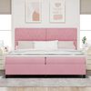 vidaXL Boxspringbed met matras met hoofdeinde Roze 200 x 200 cm Stof