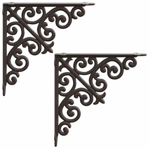 vidaXL Wandplank Beugels 2 st Antiek Bruin 9,5 x 9,5 x 3 cm Staal